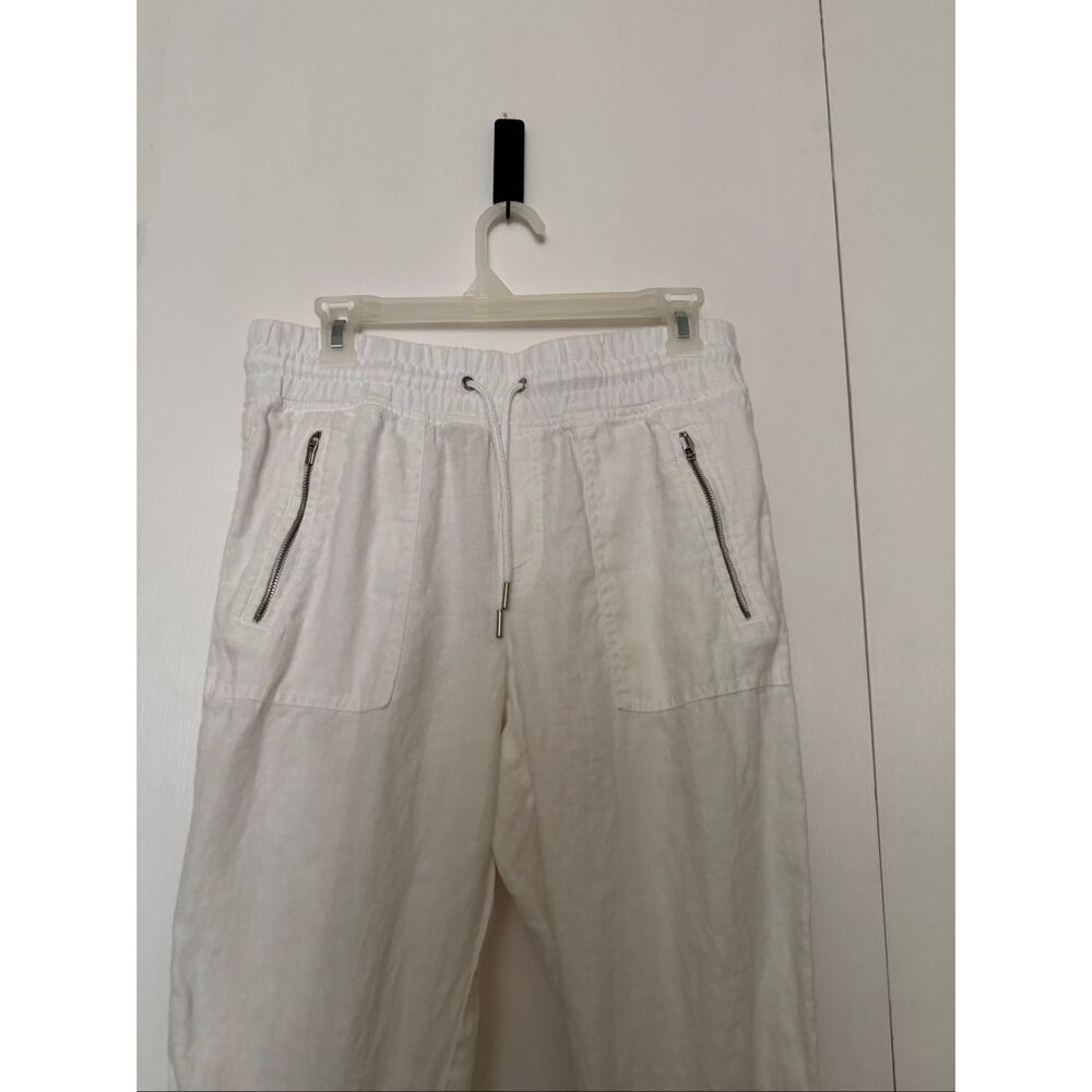 Athleta Cabo Linen Jogger Pants White Drawstring Zip Pockets Women’s 6 - Picture 5 of 12